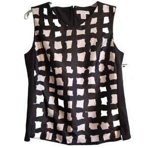 Liz Claiborne Shell‎ Blouse Black White Womens Petite Medium Career NWT